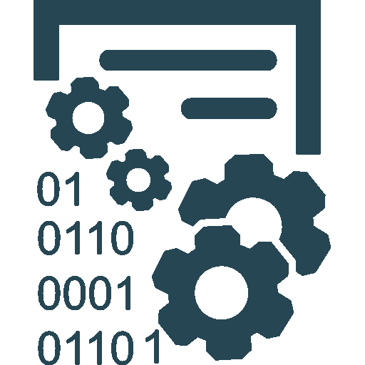 data-management-interface-symbol-with-gears-and-binary-code-numbers Data Analysis Icon